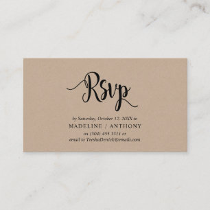 Tarjeta De Recepción Kraft ruso moderno, fuente negra, RSVP responde