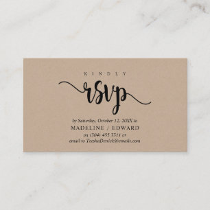 Tarjeta De Recepción Kraft ruso moderno, fuente negra, RSVP responden