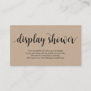 Tarjeta De Recepción Kraft rústico moderno, escritura negra, ducha para