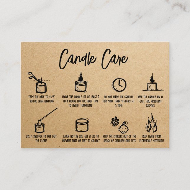 Tarjeta De Recepción Kraft Simple Candal Care Gracias Por Añadir Logo (Anverso)