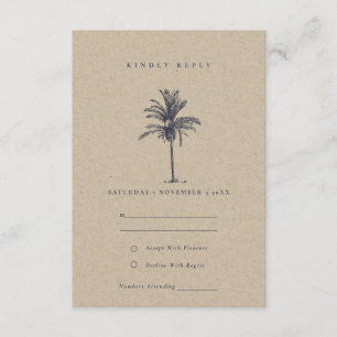 Tarjeta De Recepción Kraft Wedding RSVP de la armada de palmeras tropic
