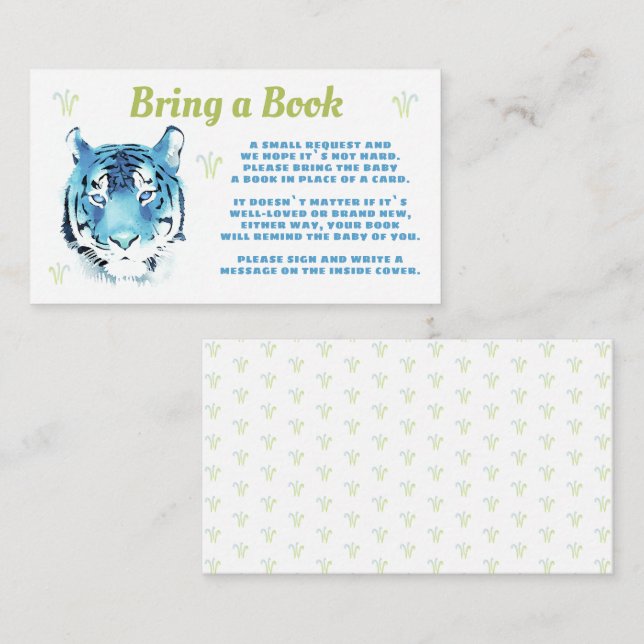 Tarjeta De Recepción La acuarela del tigre azul lleva un Baby Shower al (Anverso / Reverso)