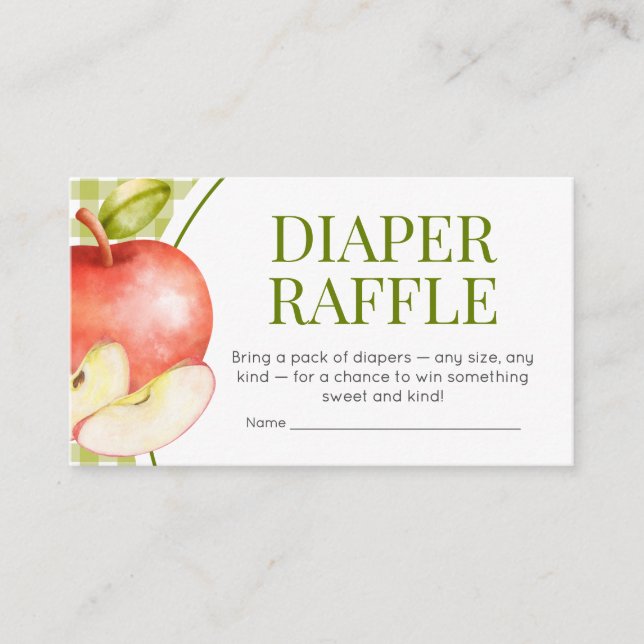 Tarjeta De Recepción La Apple de nuestro ojo Baby Shower Diaper Raffle (Anverso)