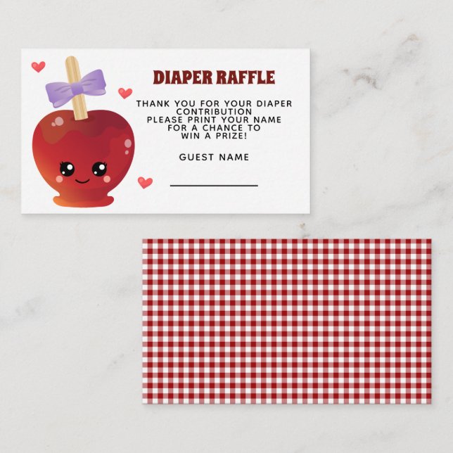 Tarjeta De Recepción La Apple de nuestro ojo Diaper Raffle Enclosure Ca (Anverso / Reverso)
