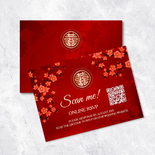 Tarjeta De Recepción La boda china RSVP en línea Código QR