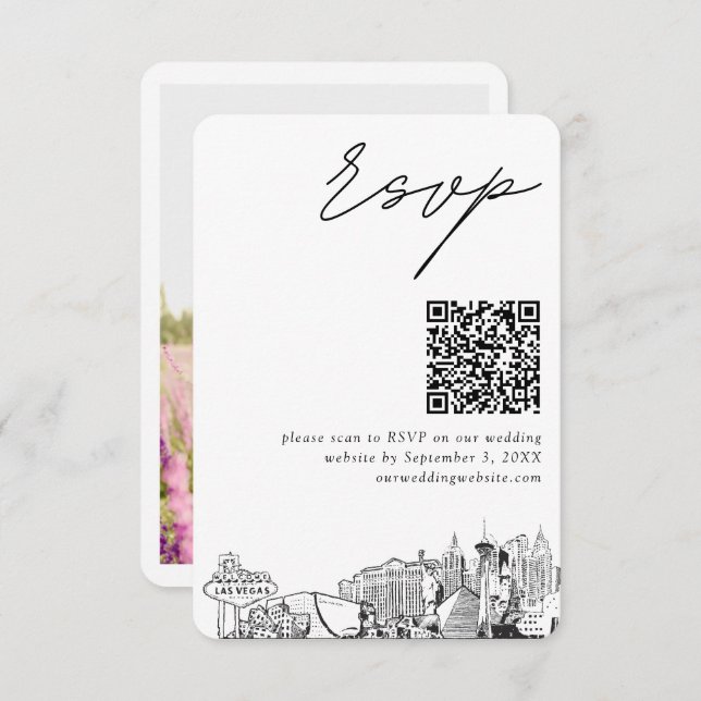 Tarjeta De Recepción La boda de Las Vegas RSVP Código QR Pequeño (Anverso / Reverso)