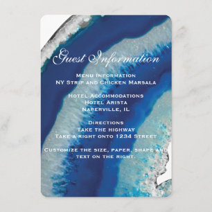 Tarjeta De Recepción La boda de los azules marinos detalla la ágata de