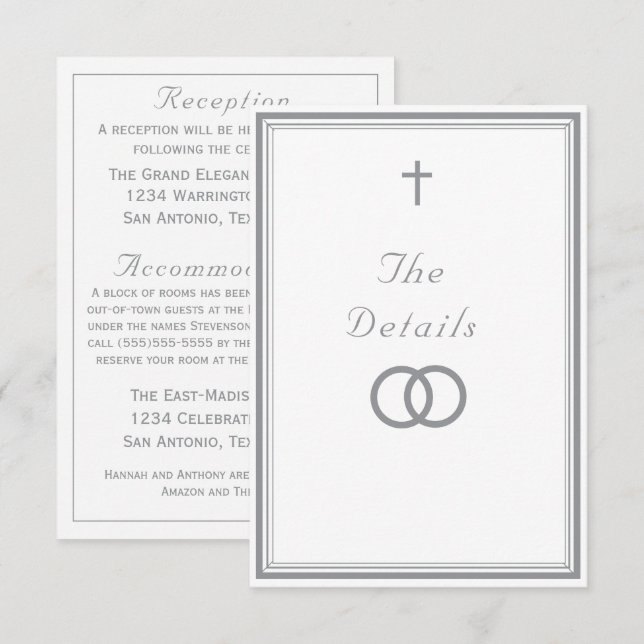Tarjeta De Recepción La Boda de Plata Católica Refinada (Anverso / Reverso)