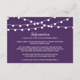 Tarjeta De Recepción La Cadena Se Ilumina En La Colección Boda Púrpura