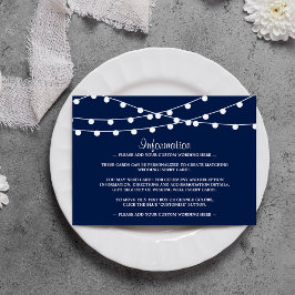 Tarjeta De Recepción La Cadena Se Ilumina Sobre La Colección Boda Azul 