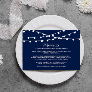 Tarjeta De Recepción La Cadena Se Ilumina Sobre La Colección Boda Azul 