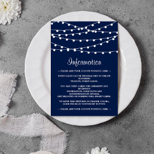 Tarjeta De Recepción La Cadena Se Ilumina Sobre La Colección Boda Azul 