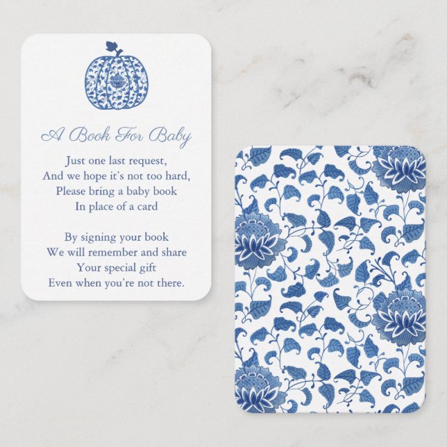 Tarjeta De Recepción La Calabaza Azul Chinoserie Trae Libro Para Baby S (Anverso / Reverso)