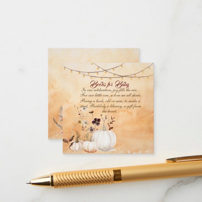 Tarjeta De Recepción La calabaza pequeña está en camino al Baby Shower  (Anverso/Reverso In Situ)