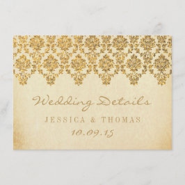 Tarjeta De Recepción La Colección de Boda Damask Gold Vintage Glam