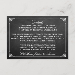 Tarjeta De Recepción La Colección de Boda de Pizarra de Casamiento Vint