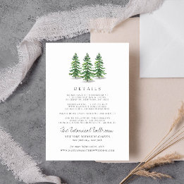 Tarjeta De Recepción La Colección de Boda del Bosque de Pinos Acuarela