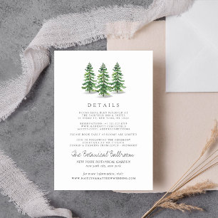Tarjeta De Recepción La Colección de Boda del Bosque de Pinos Acuarela