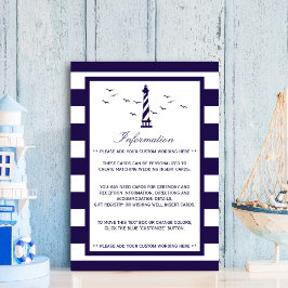 Tarjeta De Recepción La Colección de Boda Faro Náutico