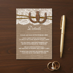 Tarjeta De Recepción La Colección de Boda Horseshoe Rústica