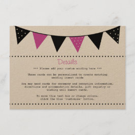 Tarjeta De Recepción La Colección de Boda Modern Pink Bunting