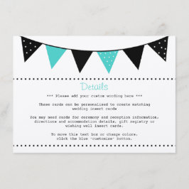 Tarjeta De Recepción La Colección de Boda Modern Turquoise Bunting
