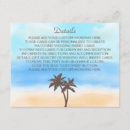 Tarjeta De Recepción La colección de bodas acuarelas en la playa