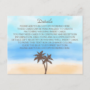 Tarjeta De Recepción La colección de bodas acuarelas en la playa