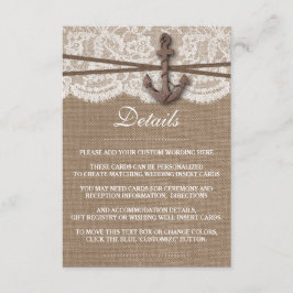 Tarjeta De Recepción La colección de Bodas de ancla náutica rusa
