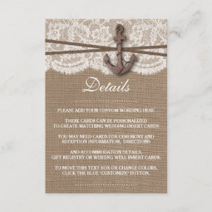 Tarjeta De Recepción La colección de Bodas de ancla náutica rusa