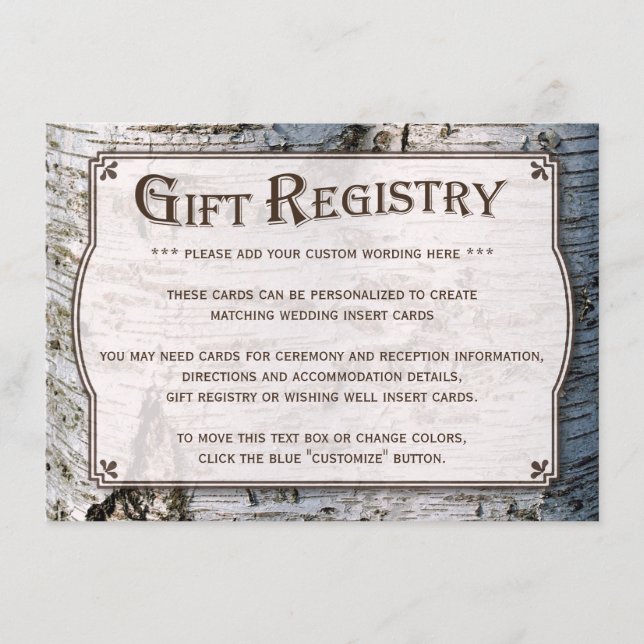 Tarjeta De Recepción La colección de Bodas de árbol de birch plateado y (Anverso)