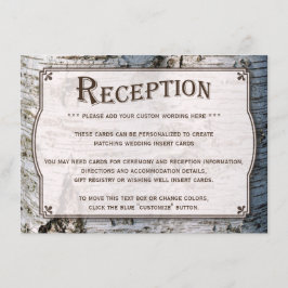 Tarjeta De Recepción La colección de Bodas de árbol de birch plateado y