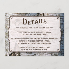 Tarjeta De Recepción La colección de Bodas de árbol de birch plateado y