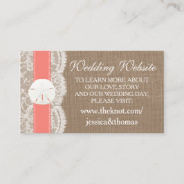 Tarjeta De Recepción La colección de bodas de arena coral en la playa