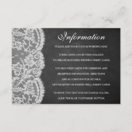 Tarjeta De Recepción La colección de Bodas de Chalkboard y Lace
