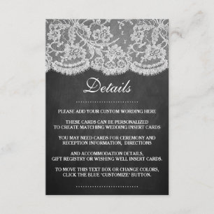 Tarjeta De Recepción La colección de Bodas de Chalkboard y Lace