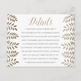 Tarjeta De Recepción La colección de Bodas de Fern Woodland monocroma