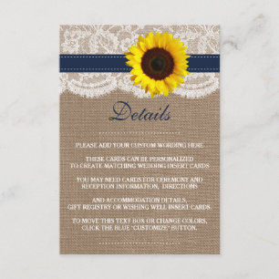 Tarjeta De Recepción La colección de Bodas de girasol ruso - Armada