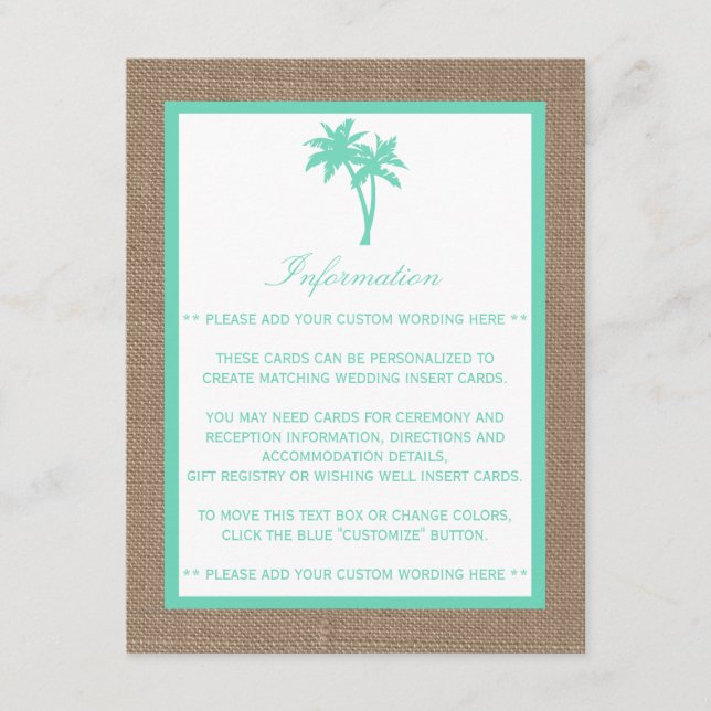 Tarjeta De Recepción La colección de bodas de palmeras tropicales (Anverso)