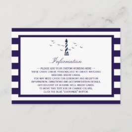 Tarjeta De Recepción La Colección de Bodas Faro Náutico Detalle