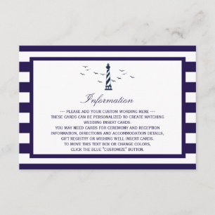 Tarjeta De Recepción La Colección de Bodas Faro Náutico Detalle