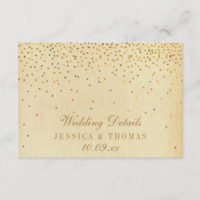 Tarjeta De Recepción La colección de Bodas Glam Gold Confetti (Anverso)