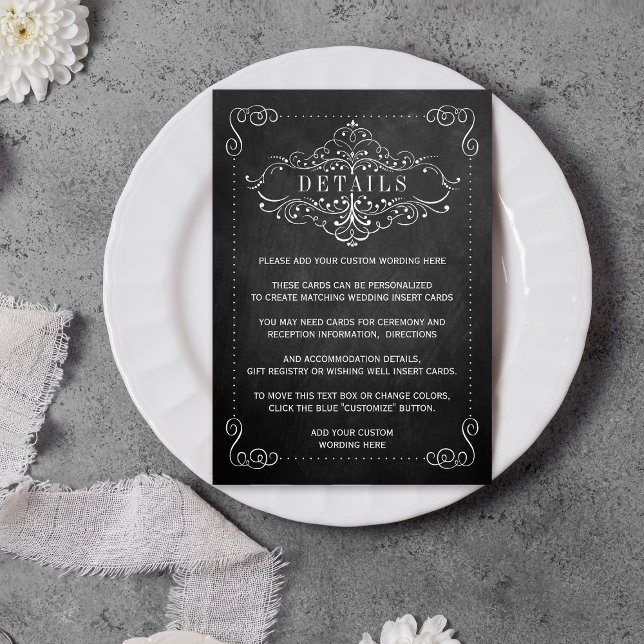 Tarjeta De Recepción La colección de Bodas Ornate Chalkboard (Subido por el creador)