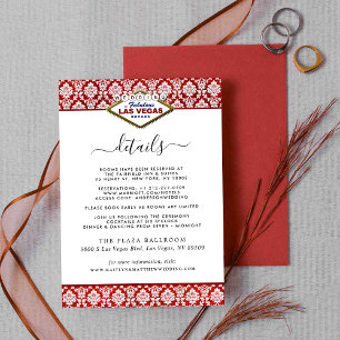 Tarjeta De Recepción La colección de Bodas Purpurinas Damask Las Vegas