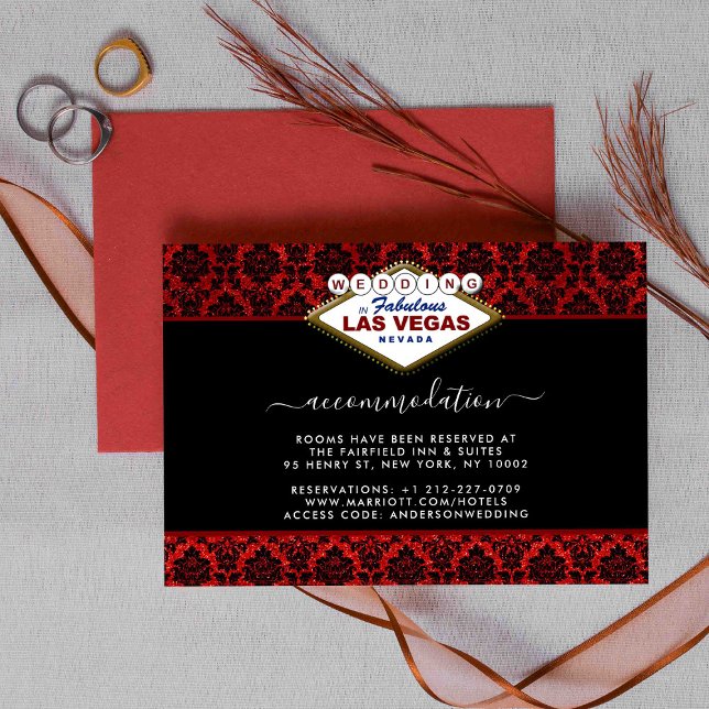 Tarjeta De Recepción La colección de Bodas Purpurinas Damask Las Vegas (Subido por el creador)