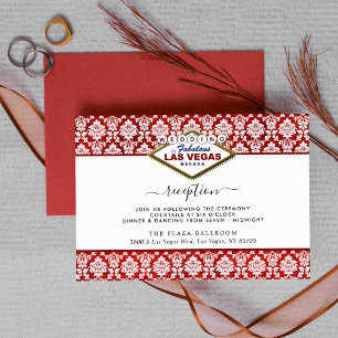 Tarjeta De Recepción La colección de Bodas Purpurinas Damask Las Vegas