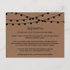 Tarjeta De Recepción La colección de Bodas Rustic Kraft Lights
