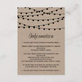 Tarjeta De Recepción La colección de Bodas Rustic Kraft Lights