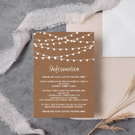 Tarjeta De Recepción La colección de Bodas Rustic Kraft Lights