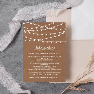 Tarjeta De Recepción La colección de Bodas Rustic Kraft Lights